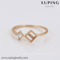 14881 Latest design geometric shape finger ring with white zircon 18k gold plated ladies jewelry